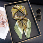 70cm Pink Floral Silk Scarf for Women Simulated Silk Fresh and Elegant Versatile Headwear Clothing Bags and Square Scarf