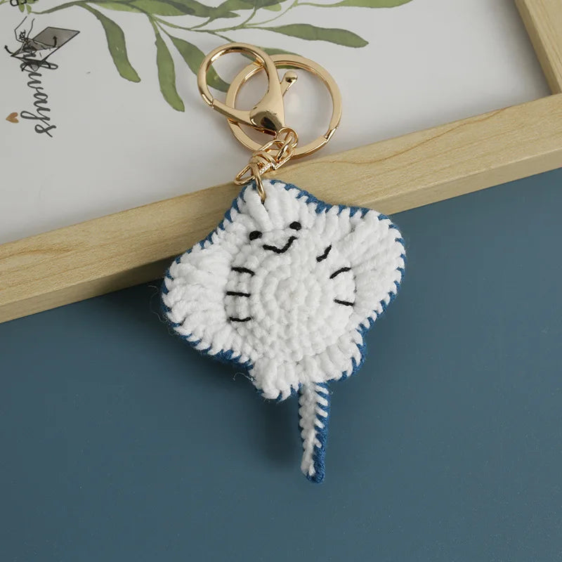 Cute Crochet Stingray Keychain Marine Fish Bag Charm