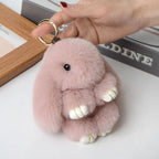 Fluffy Bunny Keychain - Plush Play Dead Rabbit Doll with Bow, Cute Animal Keychain Toy for Kids Girls, Soft Furry Gift