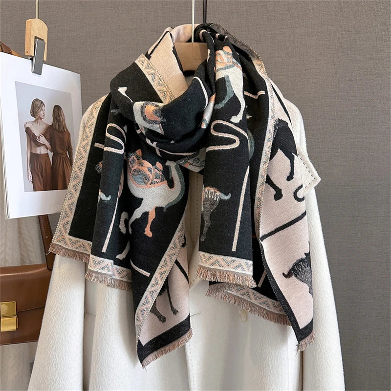 Cashmere Scarf for Women Thick Warm Winter Blanket Brand Female Luxury Quality Shawl Wrap Bufanda 2024 Poncho Echarpe Pashmina