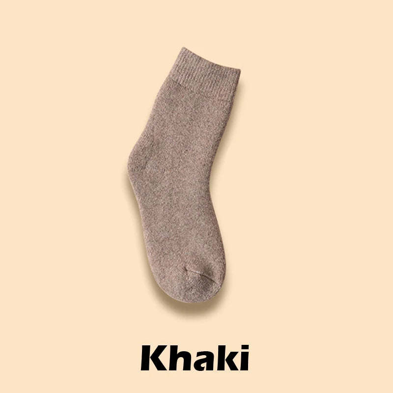 2025 New Winter Warm Women Socks Wool Male Men Socks Super Thicker Solid Socks Merino Wool Socks Against Cold Snow Terry Socks