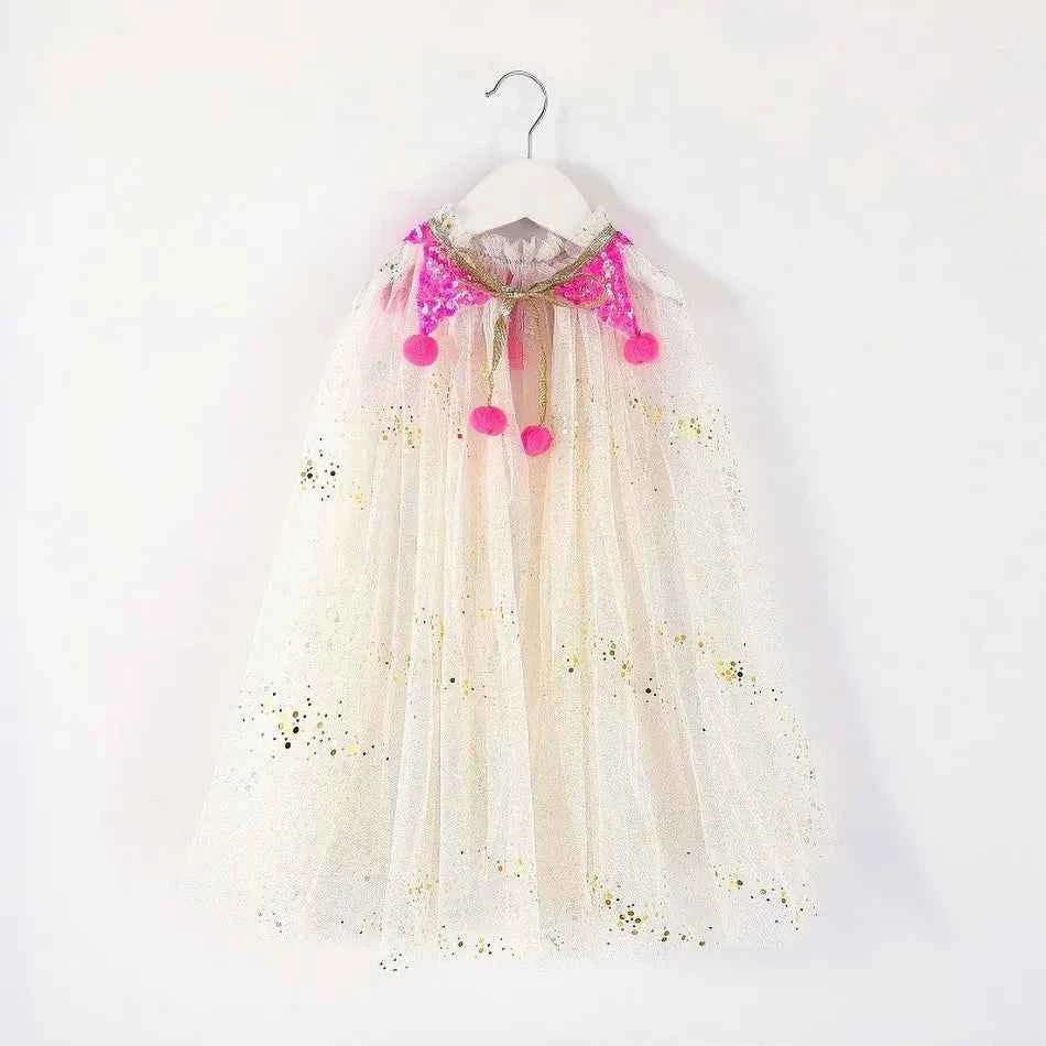Girl Costume Children Elegant Dress Cape Kids Christmas Halloween Party Supply Girl Tulle Cloak Elsa Rapunzel Cosplay Accessory