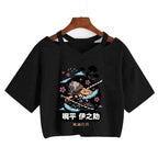 Demon Slayer T Shirt Nezuko Tshirt Women Kimetsu No Yaiba Crop Top Tees Japanese Anime Tanjirou Kamado Tops Manga T-shirt Female
