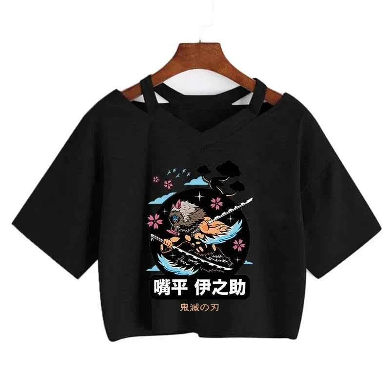 Demon Slayer T Shirt Nezuko Tshirt Women Kimetsu No Yaiba Crop Top Tees Japanese Anime Tanjirou Kamado Tops Manga T-shirt Female