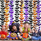 Halloween Pumpkin Bat Spider Fringe Backdrop – Spooky Party Decor