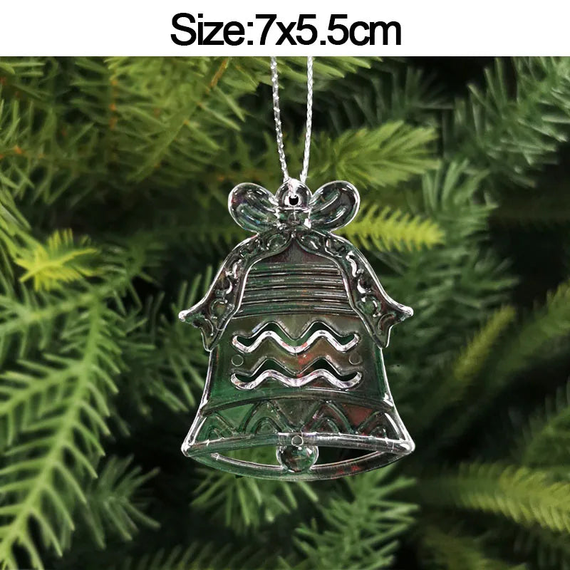 5pcs Christmas Home Decorations Crystal Acrylic Ornaments Snowflake Elk Xmas Tree Hanging Pendants Navidad 2026 New Year Gift