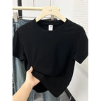 2026 Summer New High Quality Casual T Shirt Sexy Short Sleeved Sleeves Fashion Trend Solid Women Clothing Y2k Tops