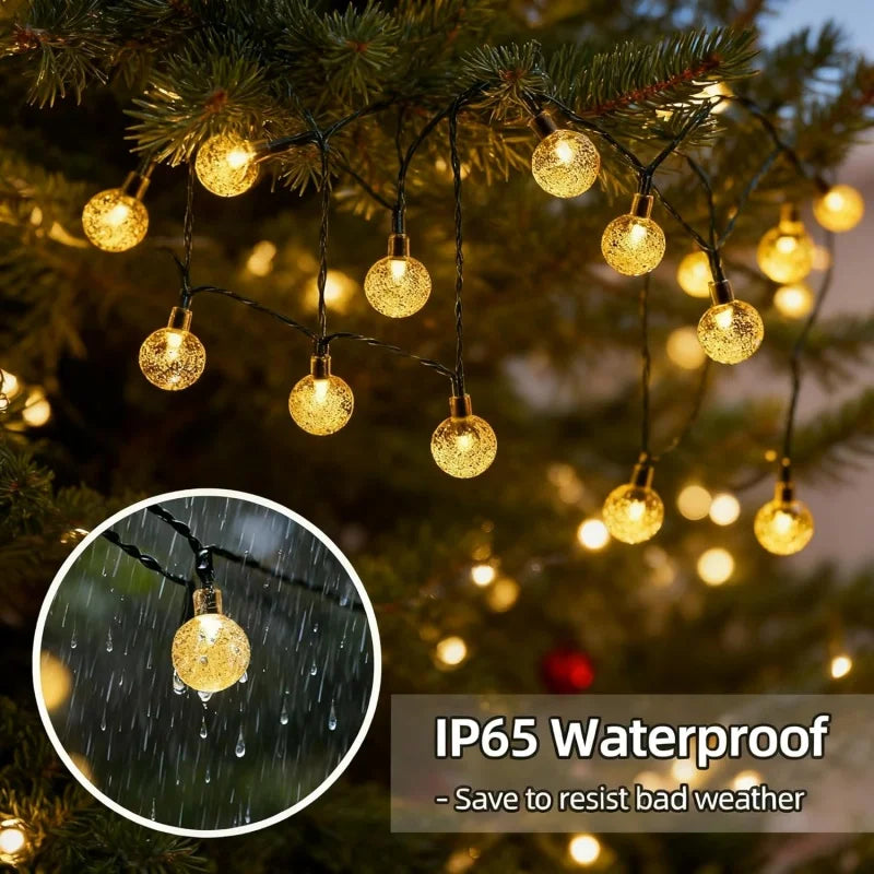 Solar Globe String Lights Waterproof Outdoor Fairy Lights 8 Modes