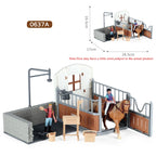 Oenux Farm Stable House Model Action Figures Emulational Horseman Horse Animals Playset Figurine Cute Educational Kids Toy Gift