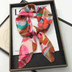 2025 Silk Shawl Print Headscarf Cat Hair Wrap Neckerchief Female Satin Square Scarf For Women Headband Foulard Hijab Bandana