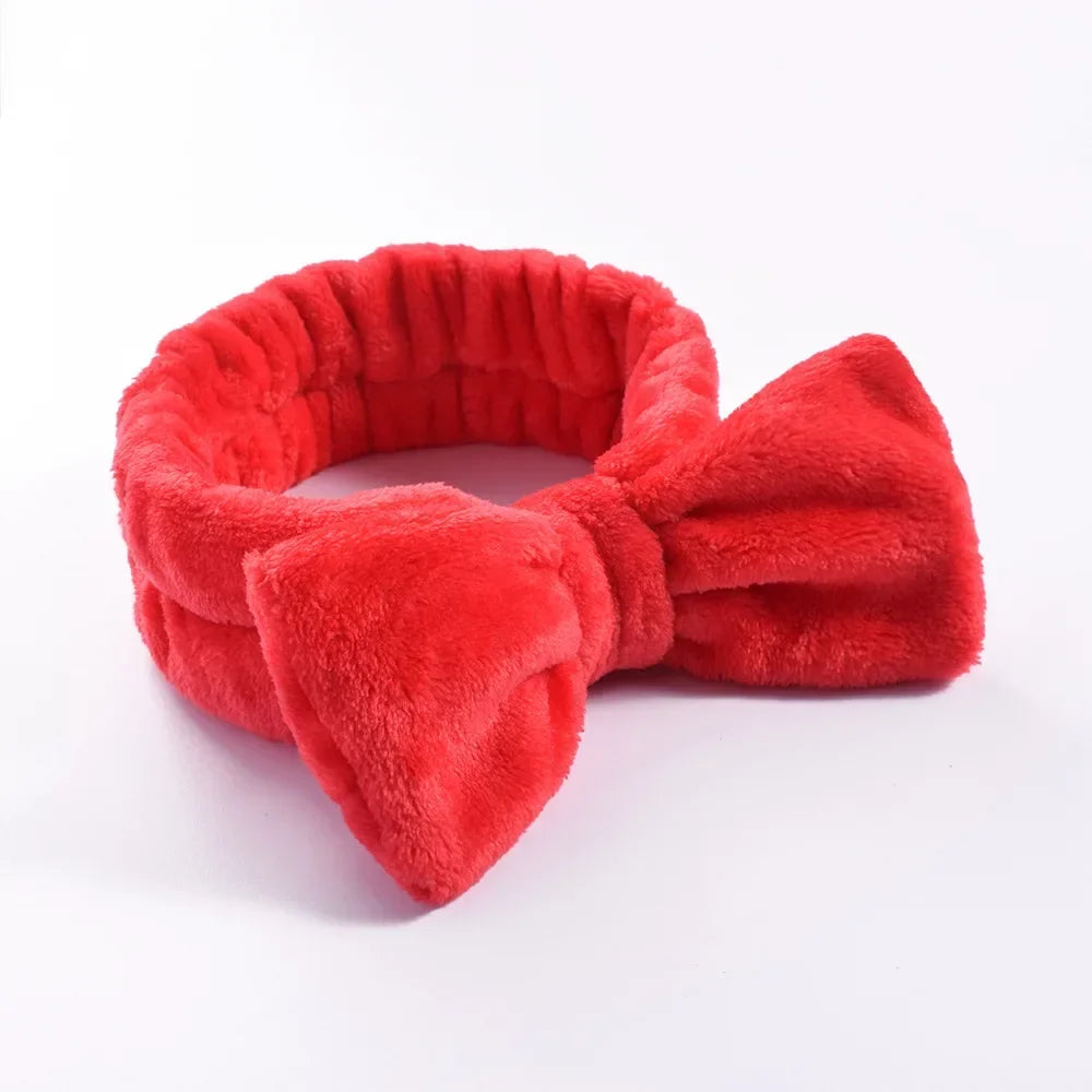 Women Solid Bow Headbands Coral Fleece Makeup Spa Wash Face Turban Head Wrap Girls Hair Towel Accessories Head Band Hairbands