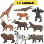 Educational Solid Simulation Animal Models Wild Animal World Toys - Elephant Crocodile Hippo Giraffe Action Figures for Kids