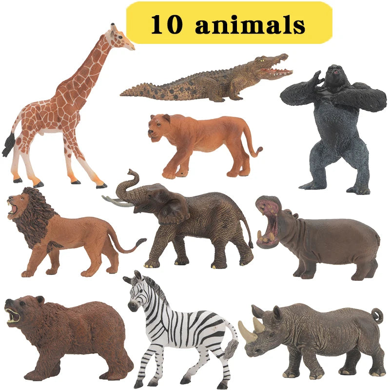 Educational Solid Simulation Animal Models Wild Animal World Toys - Elephant Crocodile Hippo Giraffe Action Figures for Kids