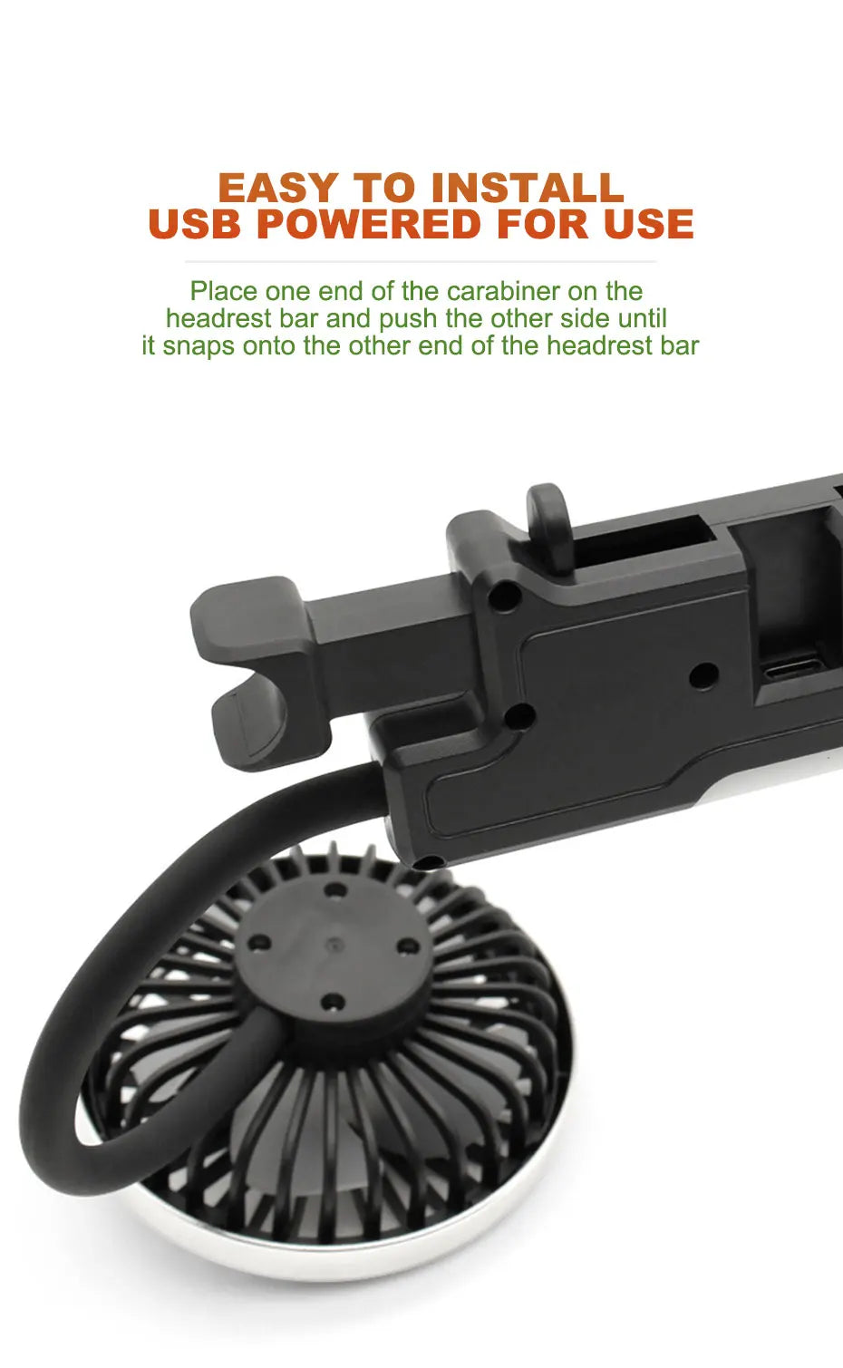 SEAMETAL Car Cooling Fan 360 Adjustable Dual Head Car Fan Low Noise Automotive Electric Fan Type C Charge for Dashboard RV Truck