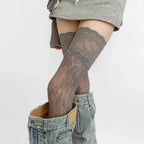 Socks Woman Autumn/Summer Solid Color Thigh High Lace Stockings Women Over The Knee Stockings Lolita Girls Long Leg Boot Socks #