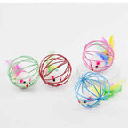 Interactive Colorful Mouse Cage Cat Toy for Indoor Active Play