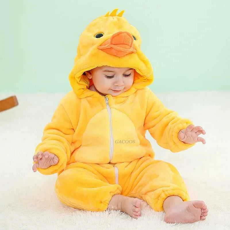 Winter Baby Rompers Baby Pijamas Panda Tiger Leopard Monkey Fox Animal Cartoon Hooded Jumpsuits Cosplay Costume Boys Girl Pajama