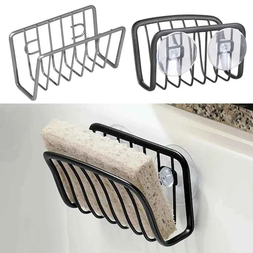 Sponge Holder For Kitchen Sink, Stainless Steel Suction Cup Sponge Caddy Kitchen Supplies Wall Mounted Sink Kitchen Organizer