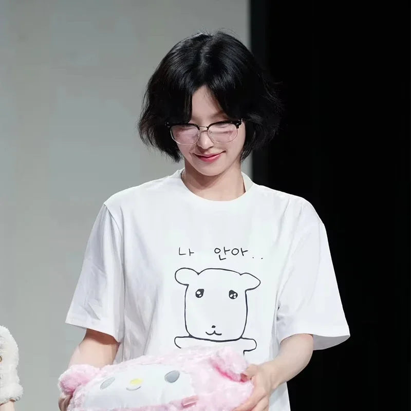 Women's Cute Slim Round Neck T-shirt, Funny Harajuku Graphic Short Sleeve, Summer Casual Daily Commute Comfort Top