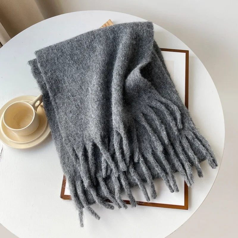 Pink Scarf Lady Autumn Winter Solid Simple Muffler Women Men Wool Blend Versatile Multi-color Soft Thermal Shawl Female Male
