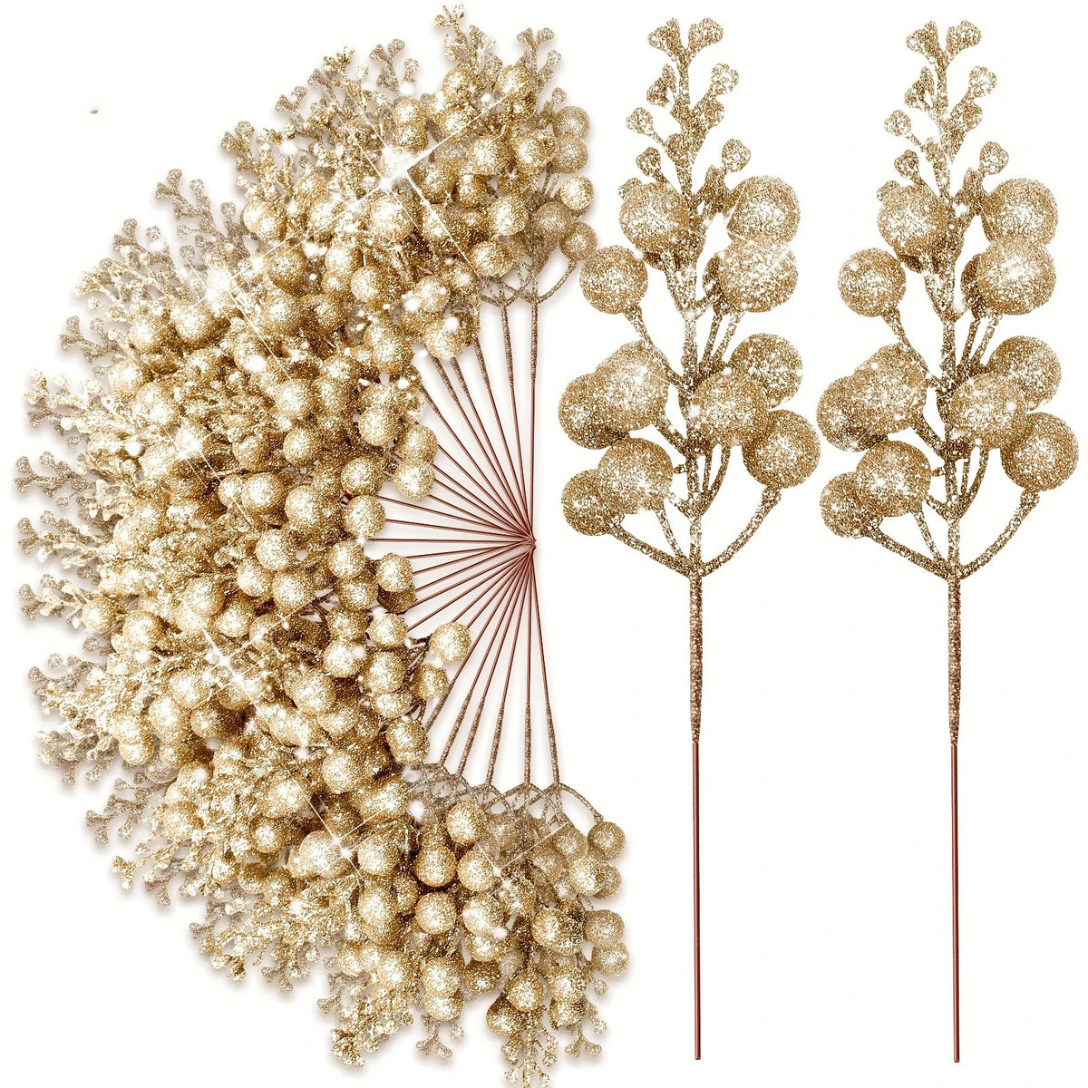 Glitter Artificial Flowers Berry Bouquet Christmas Decoration Xmas Tree Ornaments for Home Decor New Year Gift Accessory