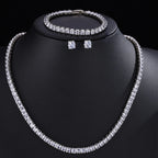 ZAKOL Gorgeous Buling AAA Clear Round Cubic Zirconia Wedding Bridal Necklace Earrings Party Jewelry Set for Women