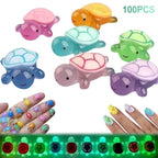 1PC Night Glow Large Turtle+100pcs Mini Luminous Turtles Figurines Resin Craft Glowing Turtle Storage Ornament Landscape Desktop