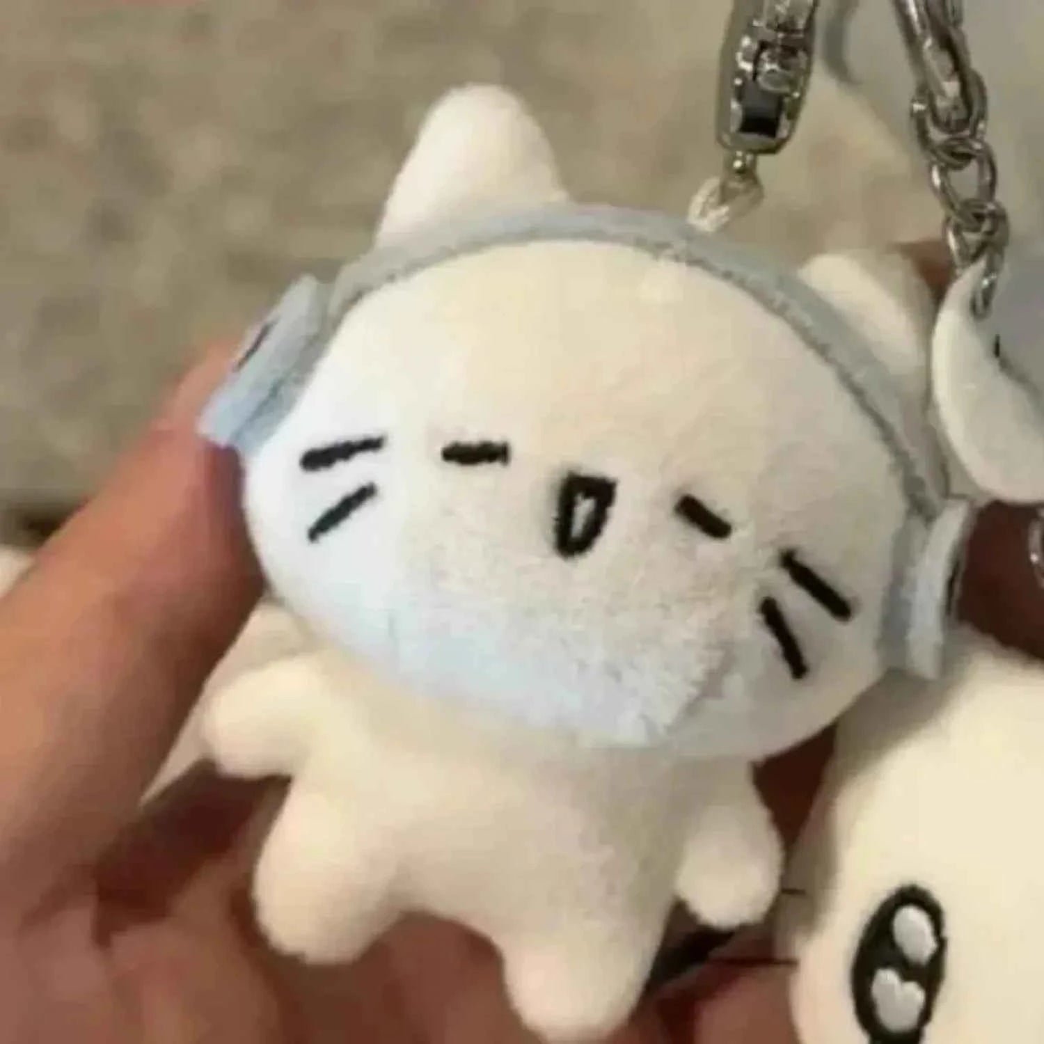 Cute Headphone Cat Plush Keychain Bag Charm for Girls and Kids