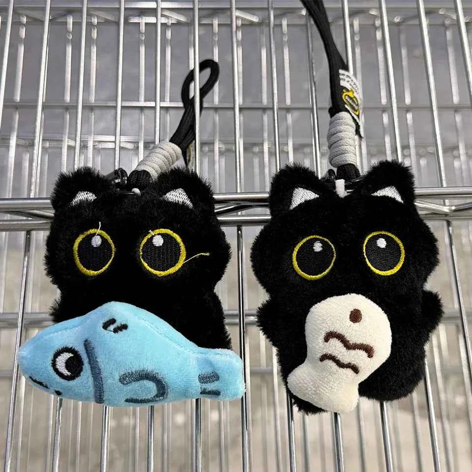 Cute Black Cat Plush Keychain Kawaii Bag Charm