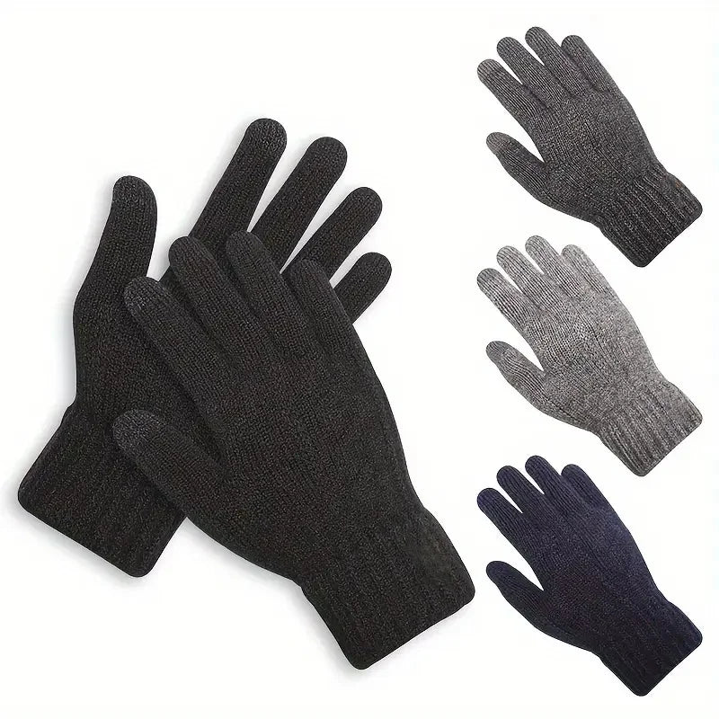  4colors Winter Warm Gloves Touchscreen Unisex Knit Finger Gloves Machine Washable Ideal for Travel Cycling Sports