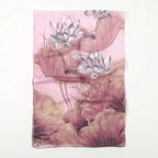 1PCS Lotus Print Chiffon Scarf Fashionable Lightweight Neck Scarf For Women Summer Neck Sun Protection Silk Scarf Shawl 150*50cm