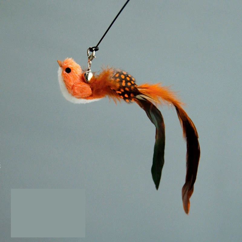 Interactive Bird Feather Cat Wand Toy for Indoor Hunting Play