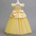 Beauty and the Beast Inspired Party Mesh Dress for Girl Elegant Fancy Princess Costume Belle Deluxe Ball Gown Kid Christmas Robe