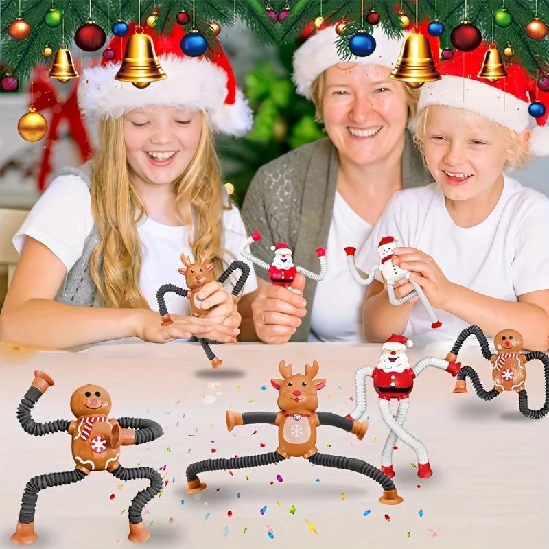 1/4pcs Santa Claus toys Retractable decompression toys Santa Claus/Snowman/Elk/Gingerbread  Perfect for Christmas Decoration
