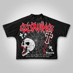 Vintage Dark Centipede Skeletal Graphic Cotton Print T-shirt Men Y2K Summer Short Sleeves Oversize T-shirt Women Casual Tee Tops