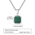 Trendy Pendant Necklaces for Men,Square Natural Stone Stainless Steel Necklaces,Hip Hop Healing Jewelry Gifts for Husband Dad