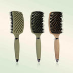 1PC Boar Bristle Detangling Hair Comb Hollow Out Hair Brush Anti-Static Scalp Massage Hairbrush Salon Styling Tools For Gifting