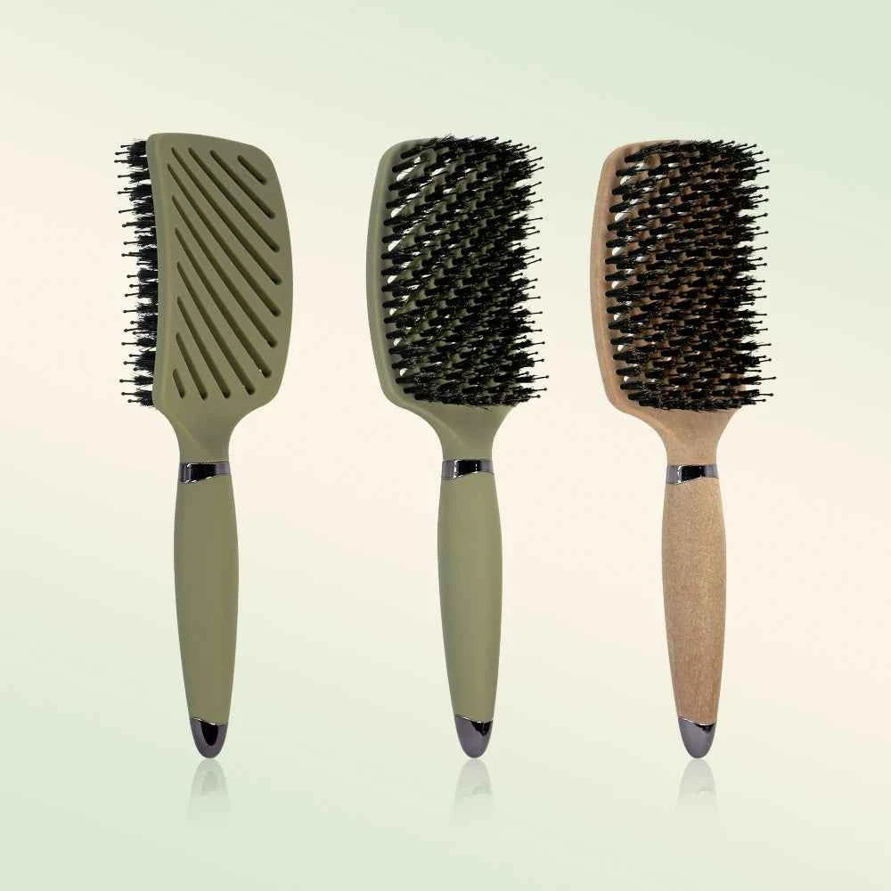 1PC Boar Bristle Detangling Hair Comb Hollow Out Hair Brush Anti-Static Scalp Massage Hairbrush Salon Styling Tools For Gifting