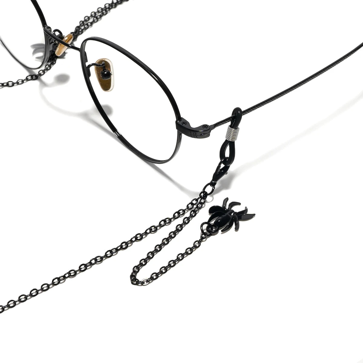Retro black spider glasses chain men's and women's fashionable glasses holder glasses accessories, suitable for costume parties