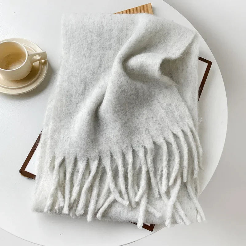 Pink Scarf Lady Autumn Winter Solid Simple Muffler Women Men Wool Blend Versatile Multi-color Soft Thermal Shawl Female Male
