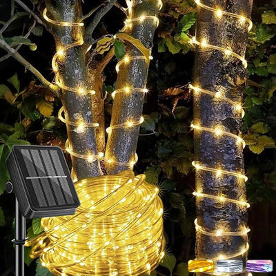 Solar String Fairy Lights Outdoor Waterproof 8 Modes Twinkle Rope Strip Light Garland Lamp for Patio Garden Lawn Tree Yard Fence