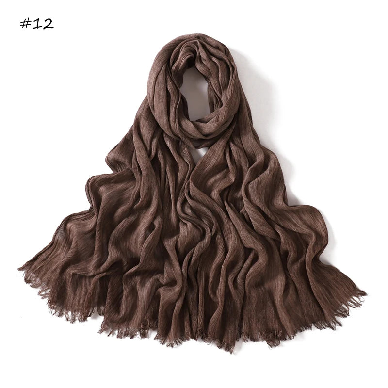 180*65cm Tie-dye Crinkle Rayon Hijabs for Women Muslim Scarf Shawls Plain Ladies Breathable Headband Femme Turban Ramanda