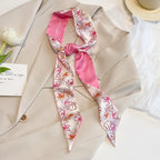 Cashew flower silk scarf double-sided printed for Women, Lightweight Versatile Bandana Style, Daily Office Party Vacation Boho