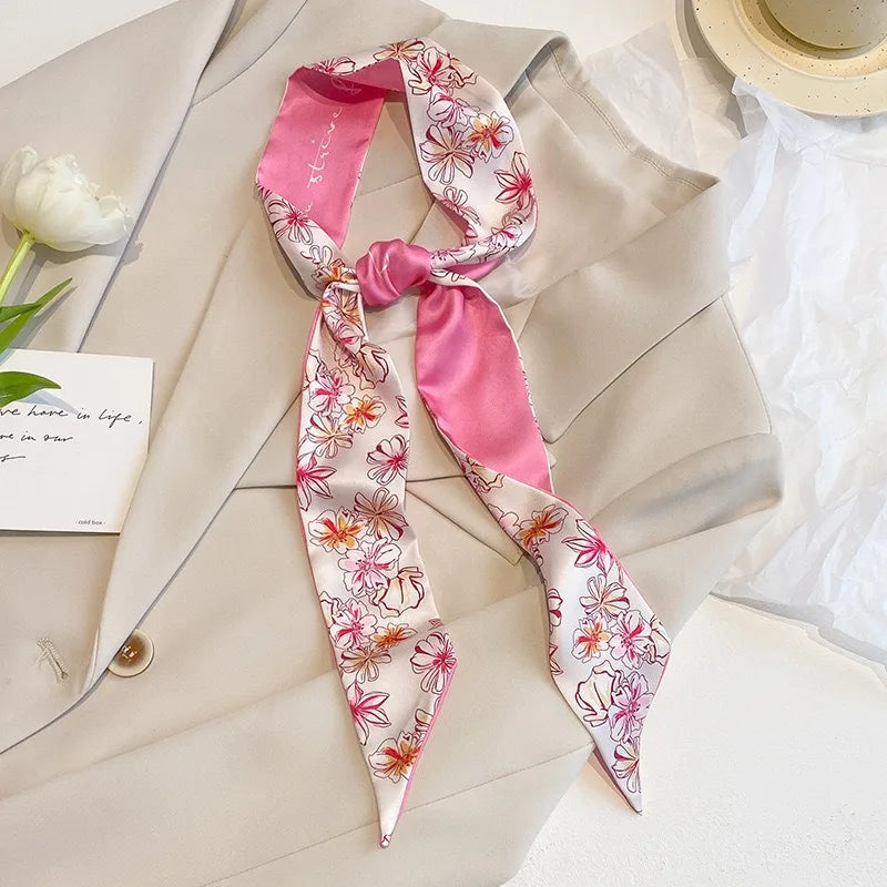 Cashew flower silk scarf double-sided printed for Women, Lightweight Versatile Bandana Style, Daily Office Party Vacation Boho