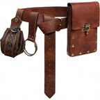 4PCS/1PCS MedievalCosplayLeather Belt Copper Coin Waist Bag Renaissance Dress Steam Belt Role Playing Halloween Belt Set Cosplay