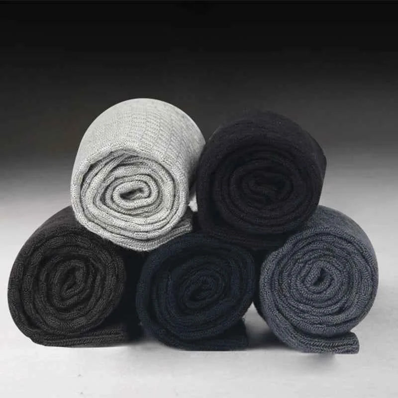 10 Pairs/Lot Men's Bamboo Fiber Socks 2025 New Compression Autumn Long Black Business Casual Man Dress Sock Gift Plus Size 42-45