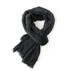 Cotton Linen Striped Men Scarves Autumn Winter Warm Neckerchief Pashmina Male Accessories Short Tassel Bufanda Shawl