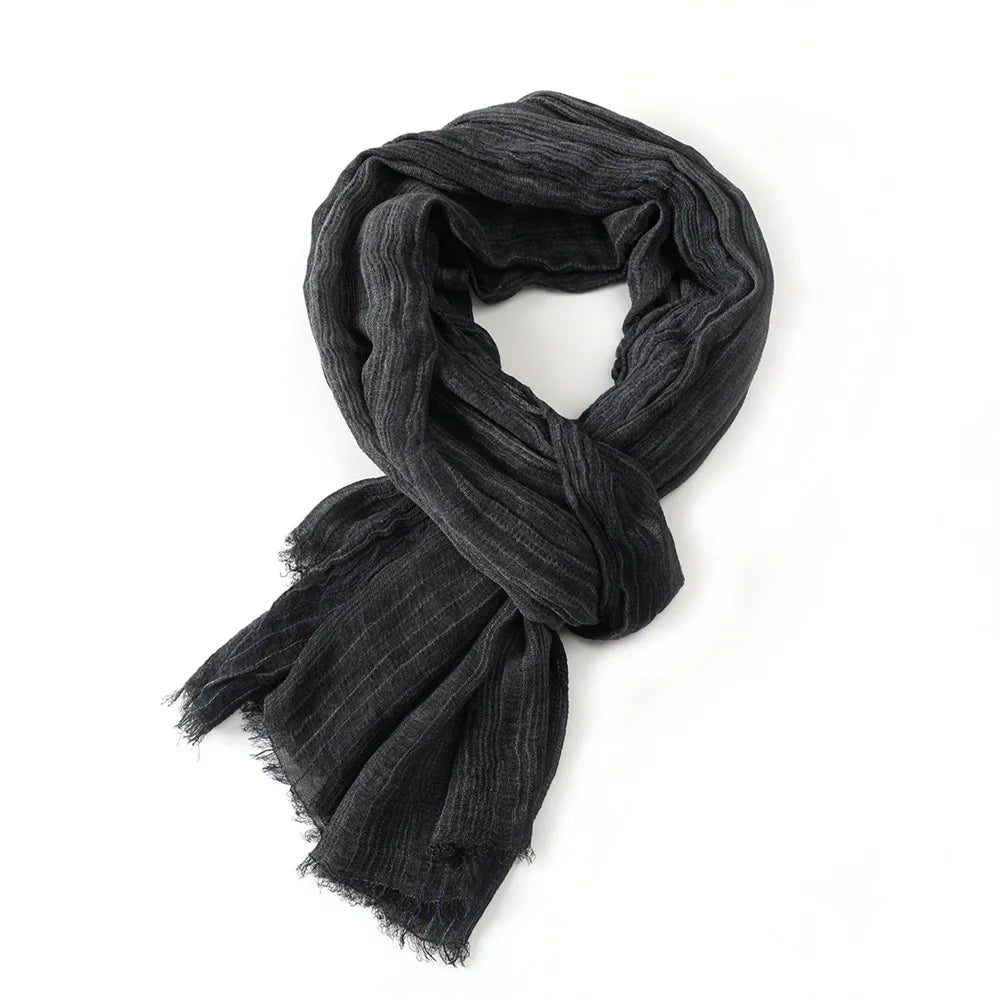 Cotton Linen Striped Men Scarves Autumn Winter Warm Neckerchief Pashmina Male Accessories Short Tassel Bufanda Shawl