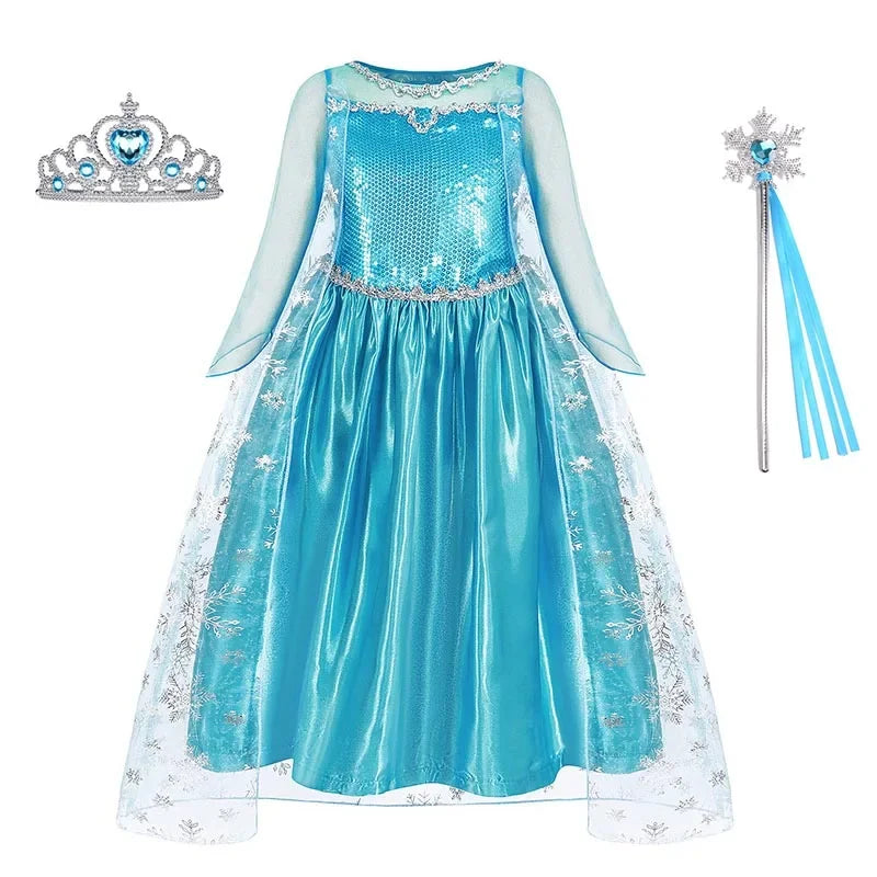 Girls Princess Dress Kids Disney Cosplay Cinderella Snow White Aurora Rapunzel Halloween Costume Children Birthday Party Dresses
