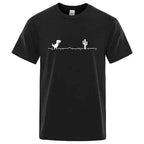 Men High Quality Cotton Blend Funny Dinosaur Print T Shirt Loose O-neck Summer Cool Men Tshirt Short Sleeve T-shirt Male Tee Top